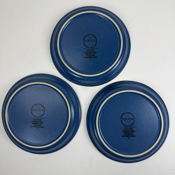 Lot of 3 Dansk Mesa Blue Stoneware Salad Dessert Plates 7 3/8" Japan - Picture 4 of 5